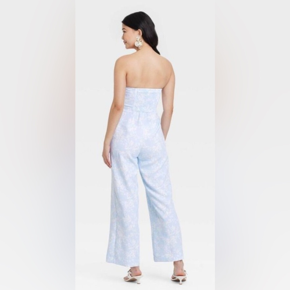 Strapless Blue Jumpsuit - Picture 2 of 4